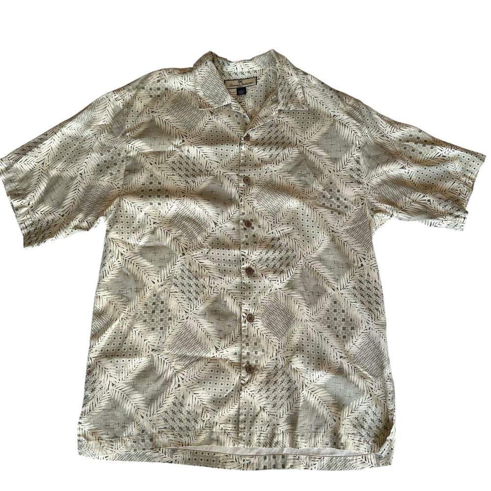 Tommy Bahama Shirt Mens Size Medium Silk Corporate Beach Retreat Vacation